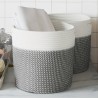 Paniers de rangement 2 pcs gris et blanc Ø28x28 cm coton 