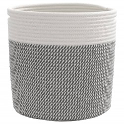 Paniers de rangement 2 pcs gris et blanc Ø28x28 cm coton 