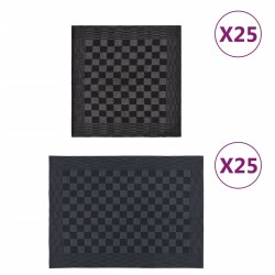 Ensemble de serviettes 50 pcs noir et gris coton 