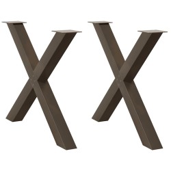 Pieds de table à manger en forme de X, 2 pièces, acier naturel, 90 x (72-73) cm 