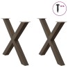 Pieds de table à manger en forme de X, 2 pièces, acier naturel, 90 x (72-73) cm 