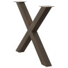 Pieds de table à manger en forme de X, 2 pièces, acier naturel, 90 x (72-73) cm 