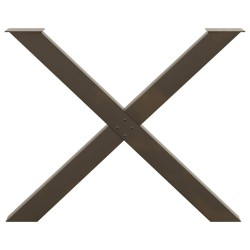 Pieds de table à manger en forme de X, 2 pièces, acier naturel, 90 x (72-73) cm 