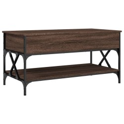 Table basse chêne marron 100x50x50cm bois d'ingénierie et métal 