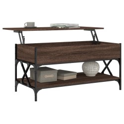 Table basse chêne marron 100x50x50cm bois d'ingénierie et métal 
