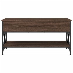 Table basse chêne marron 100x50x50cm bois d'ingénierie et métal 