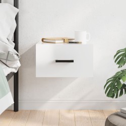 Table de chevet murale blanc brillant 35x35x20 cm 