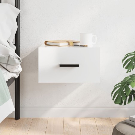 Table de chevet murale blanc brillant 35x35x20 cm 