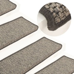 Tapis d'escalier autocollants 15 pcs 65x21x4 cm Gris et beige 