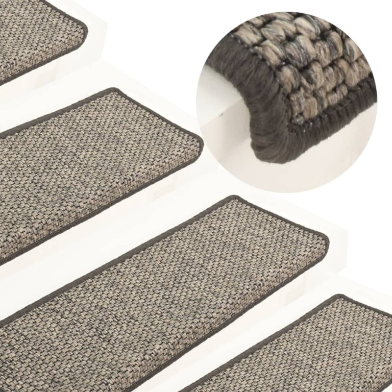 Tapis d'escalier autocollants 15 pcs 65x21x4 cm Gris et beige 