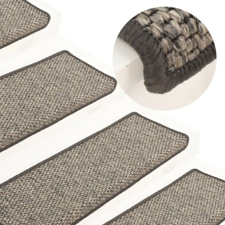 Tapis d'escalier autocollants 15 pcs 65x21x4 cm Gris et beige 