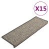 Tapis d'escalier autocollants 15 pcs 65x21x4 cm Gris et beige 