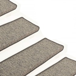 Tapis d'escalier autocollants 15 pcs 65x21x4 cm Gris et beige 