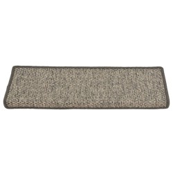 Tapis d'escalier autocollants 15 pcs 65x21x4 cm Gris et beige 