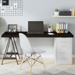 Dessus de table marron foncé bois chêne massif traité 
