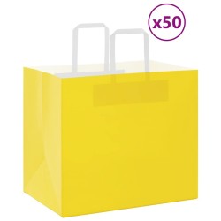 Sacs en papier 50 pcs avec poignées jaune 32x22x28 cm 