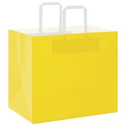 Sacs en papier 50 pcs avec poignées jaune 32x22x28 cm 