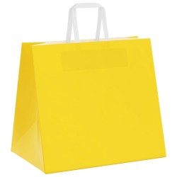 Sacs en papier 50 pcs avec poignées jaune 32x22x28 cm 