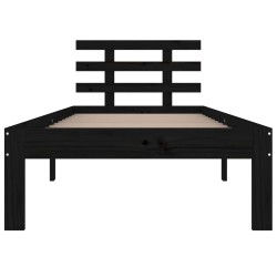 Cadre de lit sans matelas noir bois massif 100x200 cm 