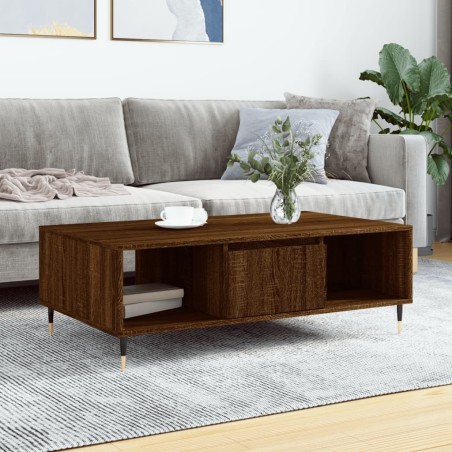 Table basse chêne marron 104x60x35 cm bois d'ingénierie 