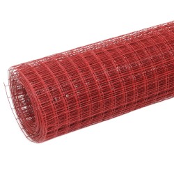 Grillage Acier avec revêtement en PVC 25x0,5 m Rouge 