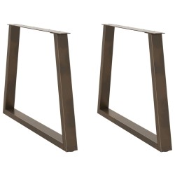 Pieds de table à manger en forme de V, 2 pièces, acier naturel, 90 x (72-73,3) cm 