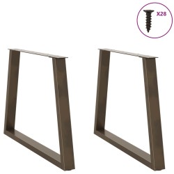 Pieds de table à manger en forme de V, 2 pièces, acier naturel, 90 x (72-73,3) cm 