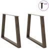Pieds de table à manger en forme de V, 2 pièces, acier naturel, 90 x (72-73,3) cm 
