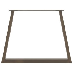 Pieds de table à manger en forme de V, 2 pièces, acier naturel, 90 x (72-73,3) cm 
