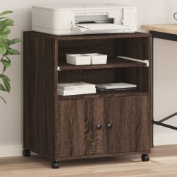 Support d'imprimante avec roulettes chêne marron 60x48x74 cm 