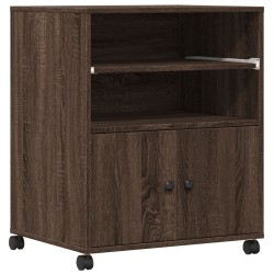 Support d'imprimante avec roulettes chêne marron 60x48x74 cm 
