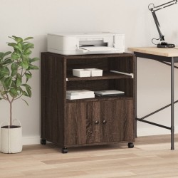 Support d'imprimante avec roulettes chêne marron 60x48x74 cm 
