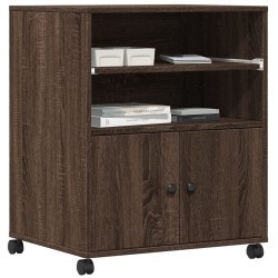 Support d'imprimante avec roulettes chêne marron 60x48x74 cm 