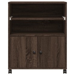 Support d'imprimante avec roulettes chêne marron 60x48x74 cm 