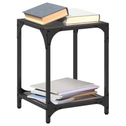 Table basse avec dessus en verre noir 30x30x40 cm acier 