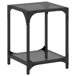 Table basse avec dessus en verre noir 30x30x40 cm acier 