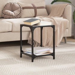 Table basse avec dessus en verre noir 30x30x40 cm acier 