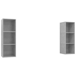Meubles TV muraux 2 pcs Gris béton Bois d'ingénierie 
