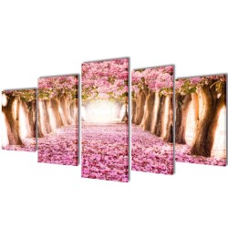 Set de toiles murales imprimées Cerisiers en fleurs 100 x 50 cm 