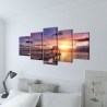 Set de toiles murales imprimées Plage avec pavillon 100 x 50 cm 