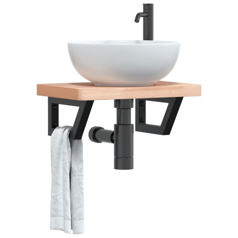 Supports d'étagères pour lavabo 2 pcs noir trapèze acier 