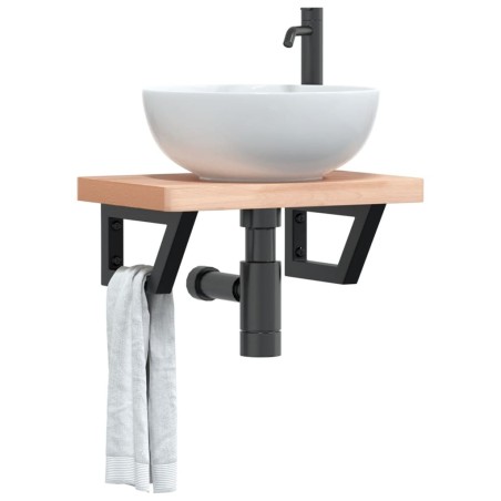 Supports d'étagères pour lavabo 2 pcs noir trapèze acier 