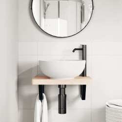 Supports d'étagères pour lavabo 2 pcs noir trapèze acier 