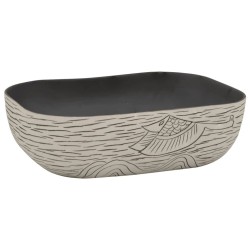 Vasque à poser gris/noir rectangulaire 48x37,5x13,5cm céramique 