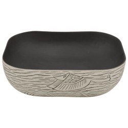 Vasque à poser gris/noir rectangulaire 48x37,5x13,5cm céramique 