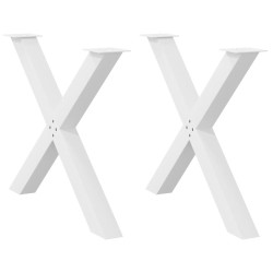 Pieds de table à manger en forme de X, 2 pièces, blanc, 90 x (72-73) cm, acier 