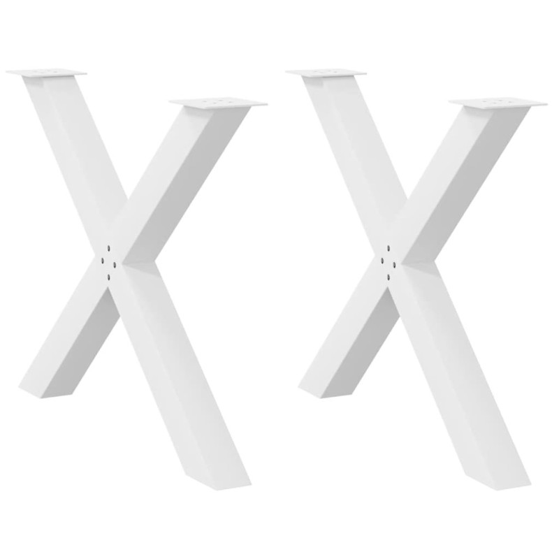 Pieds de table à manger en forme de X, 2 pièces, blanc, 90 x (72-73) cm, acier 