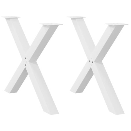 Pieds de table à manger en forme de X, 2 pièces, blanc, 90 x (72-73) cm, acier 