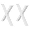 Pieds de table à manger en forme de X, 2 pièces, blanc, 90 x (72-73) cm, acier 