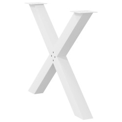 Pieds de table à manger en forme de X, 2 pièces, blanc, 90 x (72-73) cm, acier 